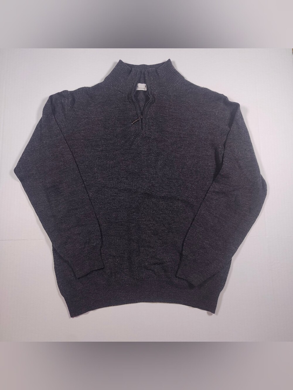Vintage Pierre Balmain 100% Wool Gray Quarter Zip Size 52 (~XL) Made In Italy